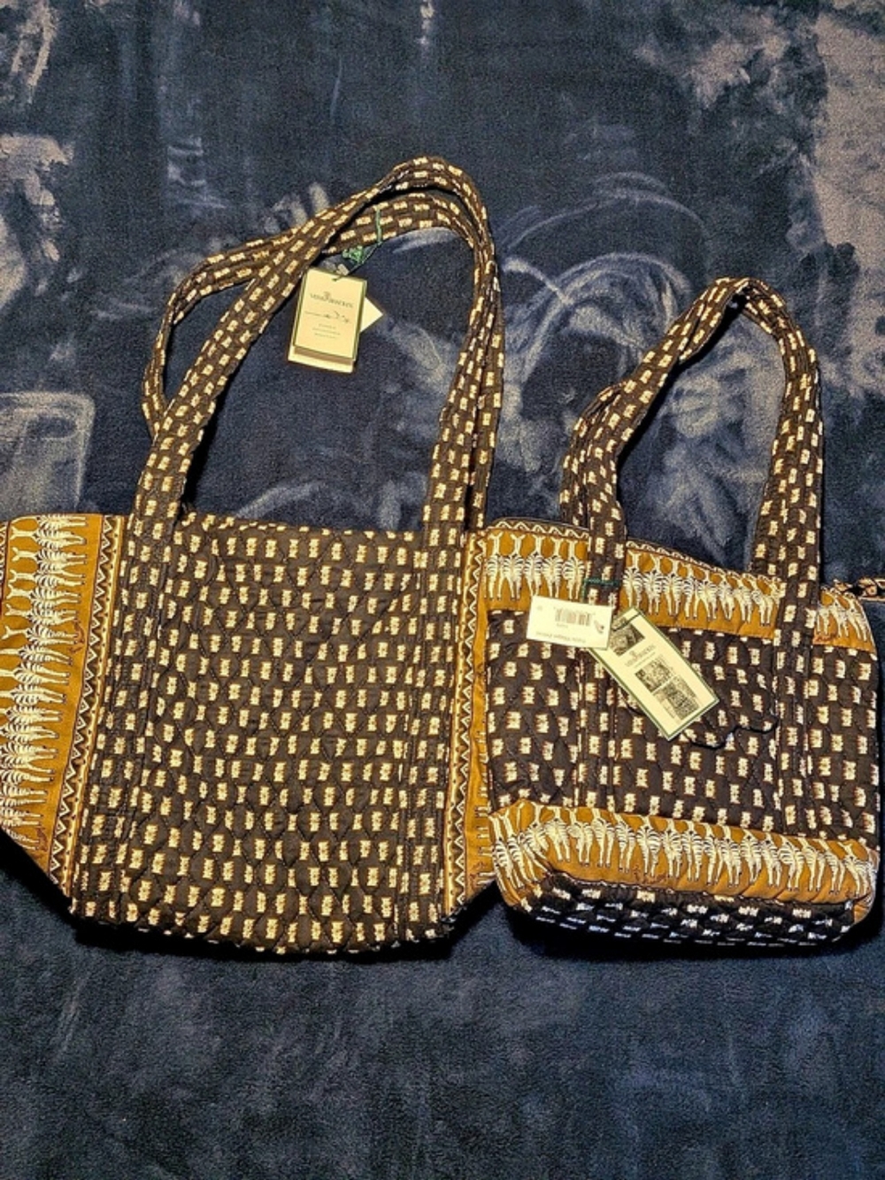 Brand New Vintage Vera Bradley 2-Piece Set Petite Villager Zebra AND Sport Zebra